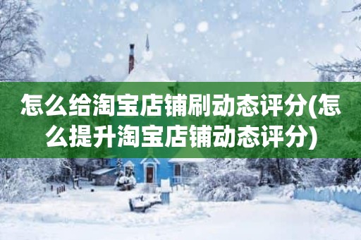 怎么给淘宝店铺刷动态评分(怎么提升淘宝店铺动态评分)