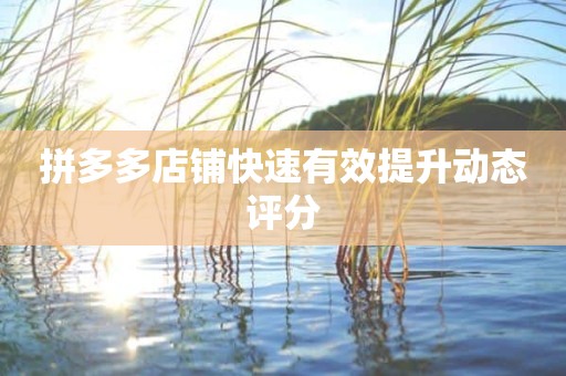 拼多多店铺快速有效提升动态评分