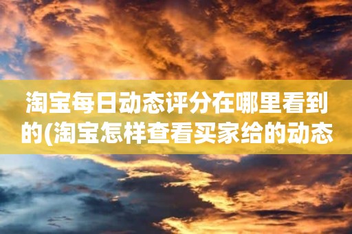 淘宝每日动态评分在哪里看到的(淘宝怎样查看买家给的动态评分)