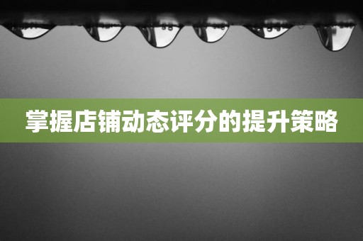 掌握店铺动态评分的提升策略