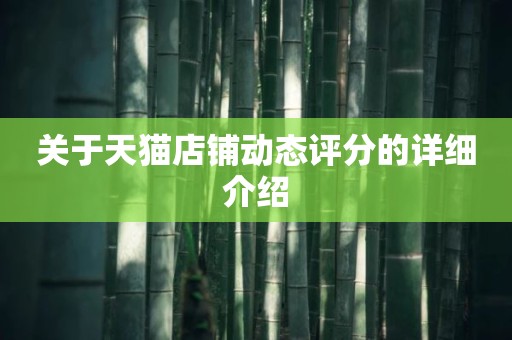 关于天猫店铺动态评分的详细介绍