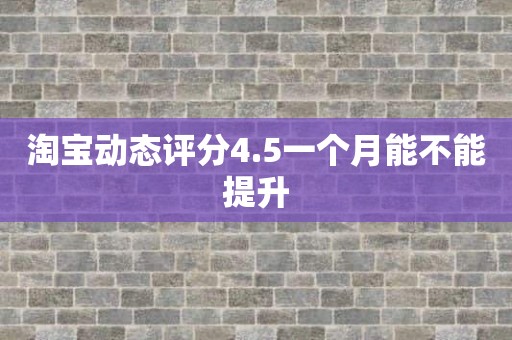 淘宝动态评分4.5一个月能不能提升