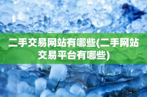 二手交易网站有哪些(二手网站交易平台有哪些)