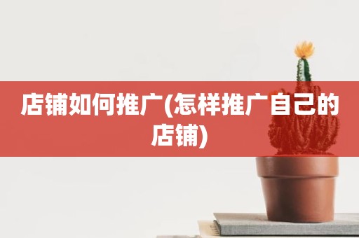 店铺如何推广(怎样推广自己的店铺)