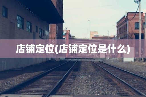 店铺定位(店铺定位是什么)