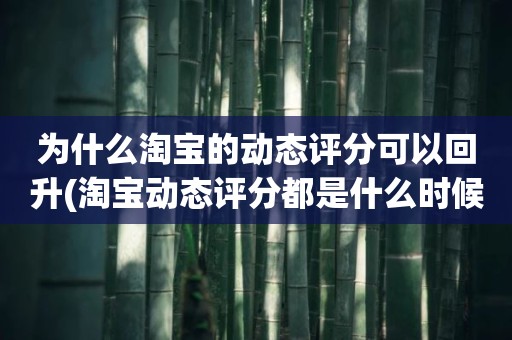 为什么淘宝的动态评分可以回升(淘宝动态评分都是什么时候变回5.0)