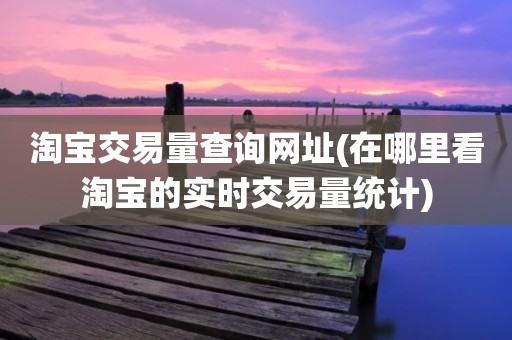 淘宝交易量查询网址(在哪里看淘宝的实时交易量统计)