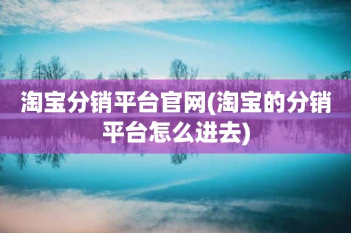 淘宝分销平台官网(淘宝的分销平台怎么进去)