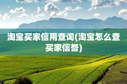 淘宝买家信用查询(淘宝怎么查买家信誉)
