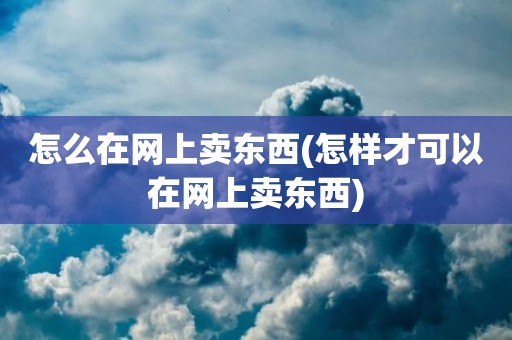 怎么在网上卖东西(怎样才可以在网上卖东西)