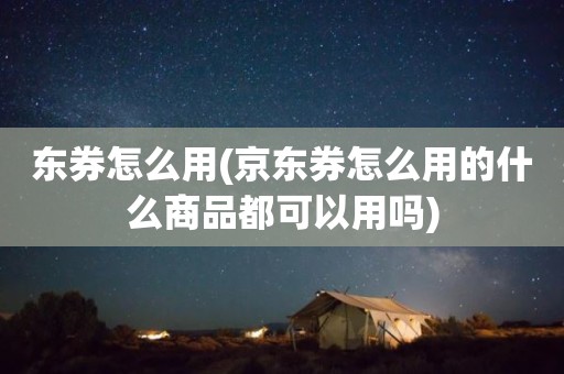 东券怎么用(京东券怎么用的什么商品都可以用吗)