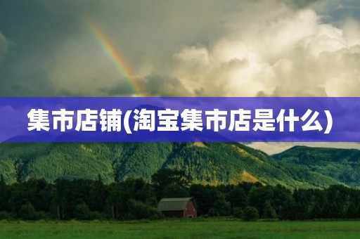 集市店铺(淘宝集市店是什么)