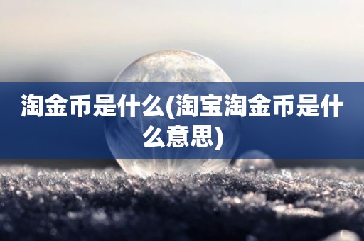 淘金币是什么(淘宝淘金币是什么意思)