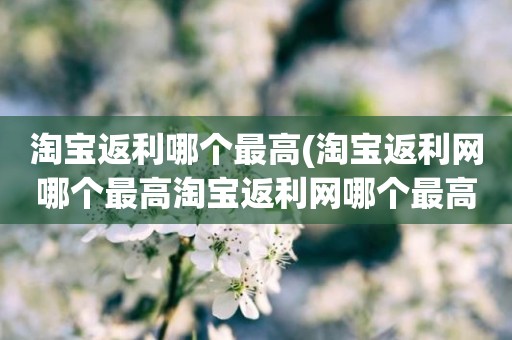 淘宝返利哪个最高(淘宝返利网哪个最高淘宝返利网哪个最高)