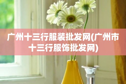 广州十三行服装批发网(广州市十三行服饰批发网)