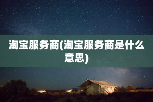 淘宝服务商(淘宝服务商是什么意思)