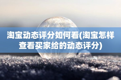 淘宝动态评分如何看(淘宝怎样查看买家给的动态评分)
