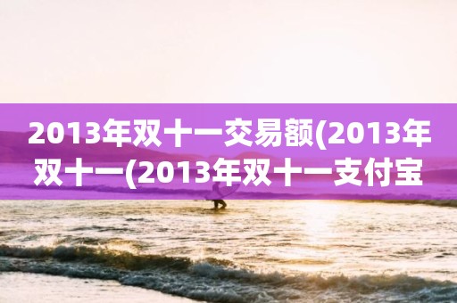 2013年双十一交易额(2013年双十一(2013年双十一支付宝交易额))