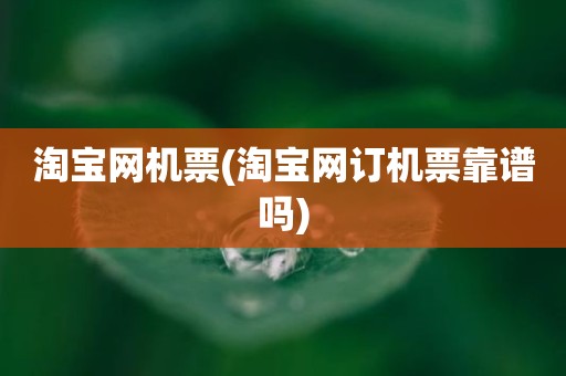 淘宝网机票(淘宝网订机票靠谱吗)
