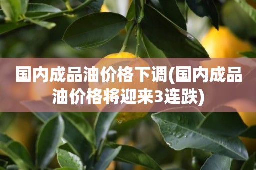 国内成品油价格下调(国内成品油价格将迎来3连跌)