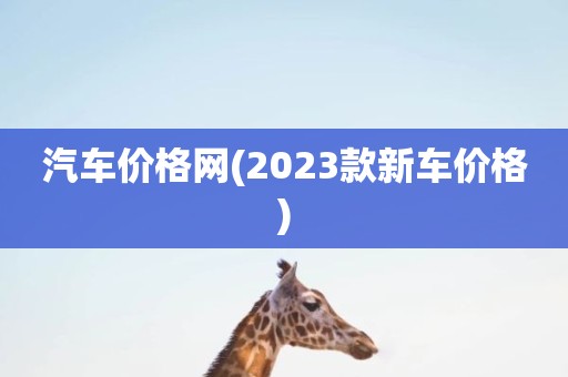 汽车价格网(2023款新车价格)