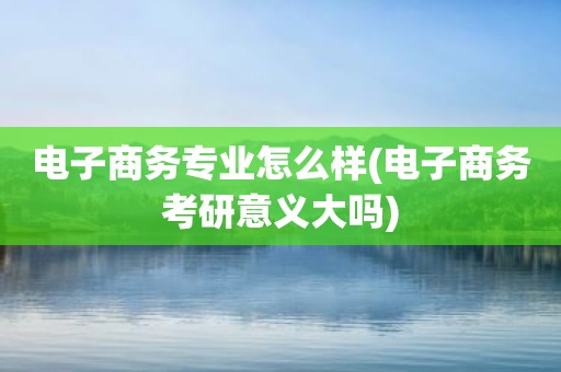 电子商务专业怎么样(电子商务考研意义大吗)