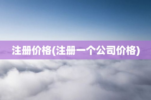 注册价格(注册一个公司价格)