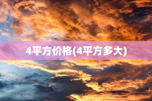 4平方价格(4平方多大)