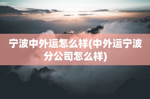 宁波中外运怎么样(中外运宁波分公司怎么样)