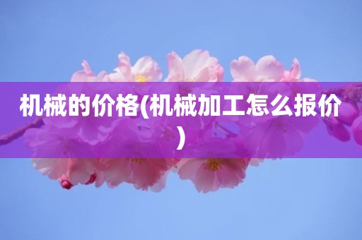 机械的价格(机械加工怎么报价)