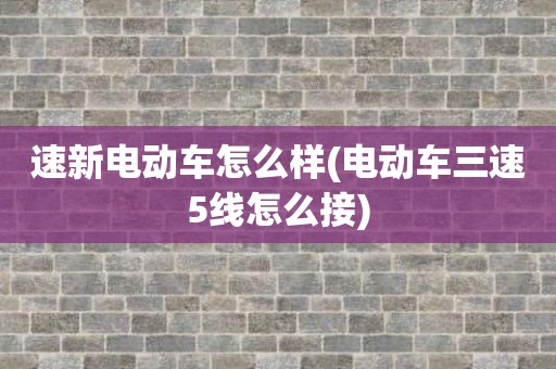速新电动车怎么样(电动车三速5线怎么接)