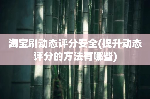 淘宝刷动态评分安全(提升动态评分的方法有哪些)