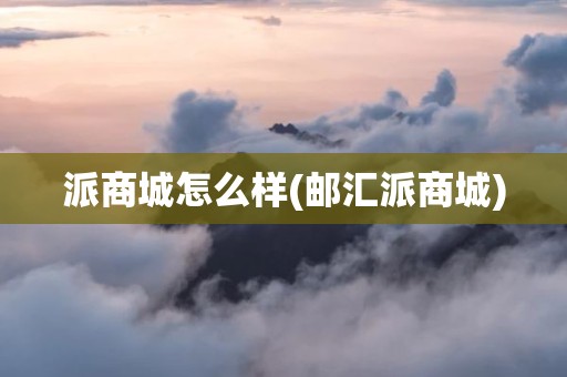 派商城怎么样(邮汇派商城)