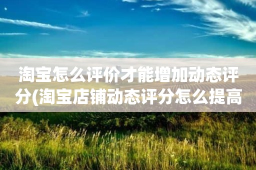 淘宝怎么评价才能增加动态评分(淘宝店铺动态评分怎么提高)