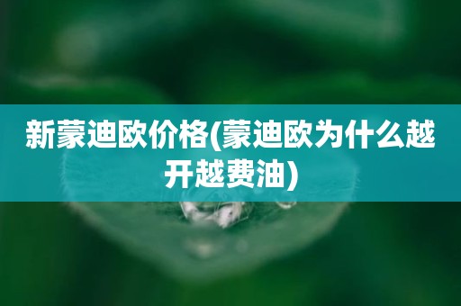新蒙迪欧价格(蒙迪欧为什么越开越费油)