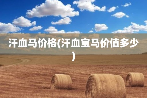 汗血马价格(汗血宝马价值多少)