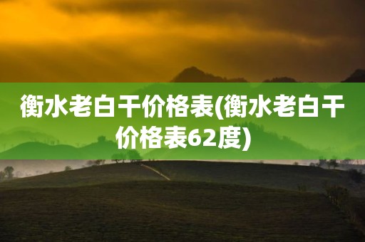 衡水老白干价格表(衡水老白干价格表62度)