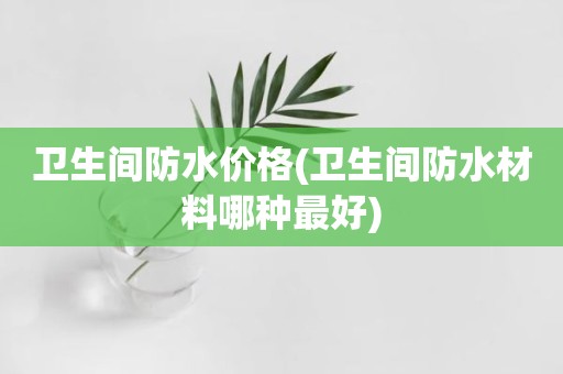 卫生间防水价格(卫生间防水材料哪种最好)