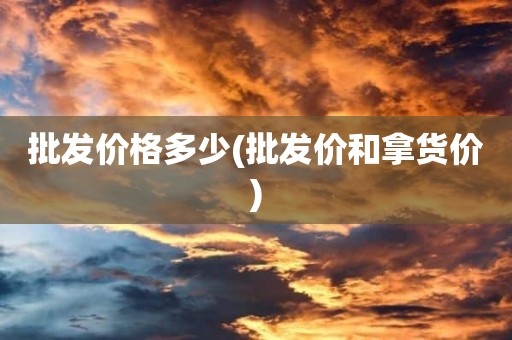 批发价格多少(批发价和拿货价)