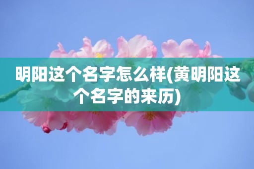 明阳这个名字怎么样(黄明阳这个名字的来历)