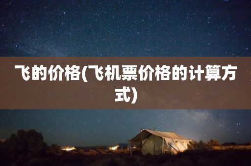飞的价格(飞机票价格的计算方式)