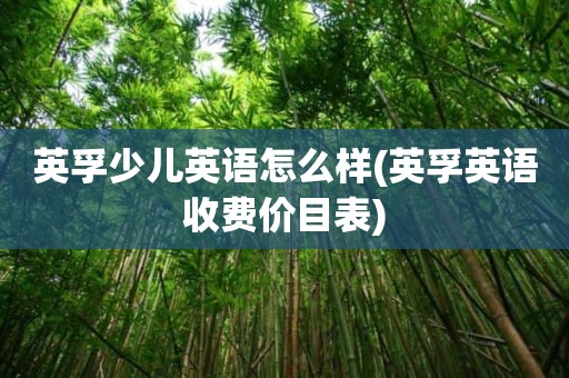 英孚少儿英语怎么样(英孚英语收费价目表)