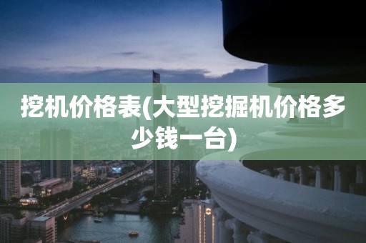 挖机价格表(大型挖掘机价格多少钱一台)
