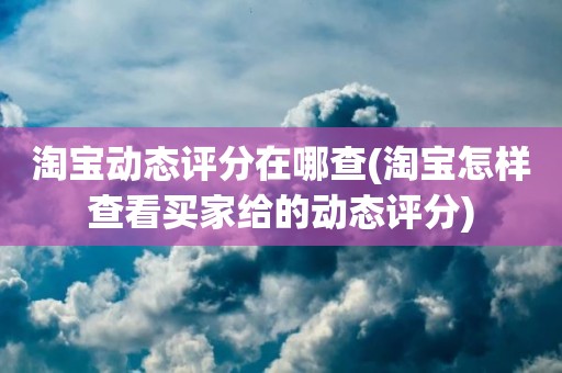 淘宝动态评分在哪查(淘宝怎样查看买家给的动态评分)