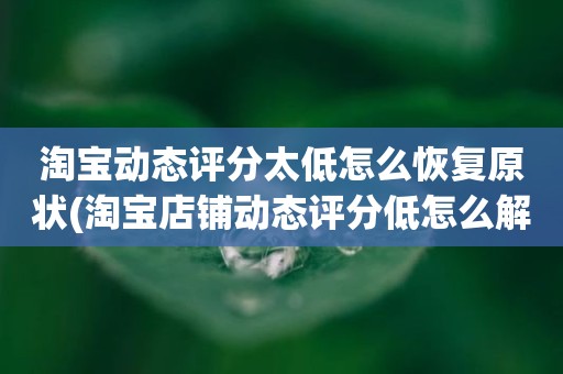 淘宝动态评分太低怎么恢复原状(淘宝店铺动态评分低怎么解决)