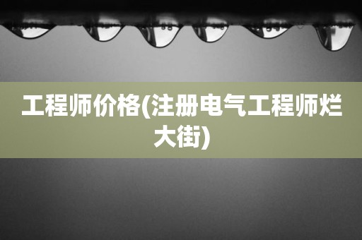 工程师价格(注册电气工程师烂大街)