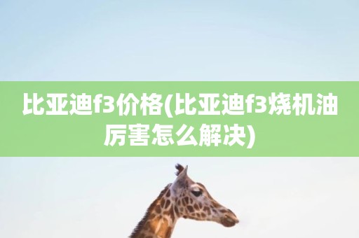 比亚迪f3价格(比亚迪f3烧机油厉害怎么解决)