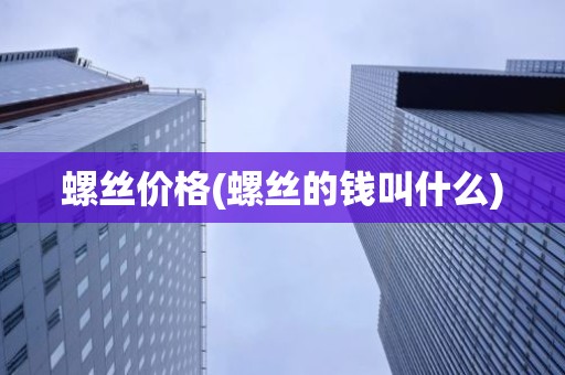 螺丝价格(螺丝的钱叫什么)