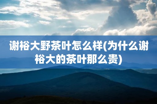 谢裕大野茶叶怎么样(为什么谢裕大的茶叶那么贵)