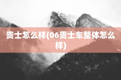 贵士怎么样(06贵士车整体怎么样)